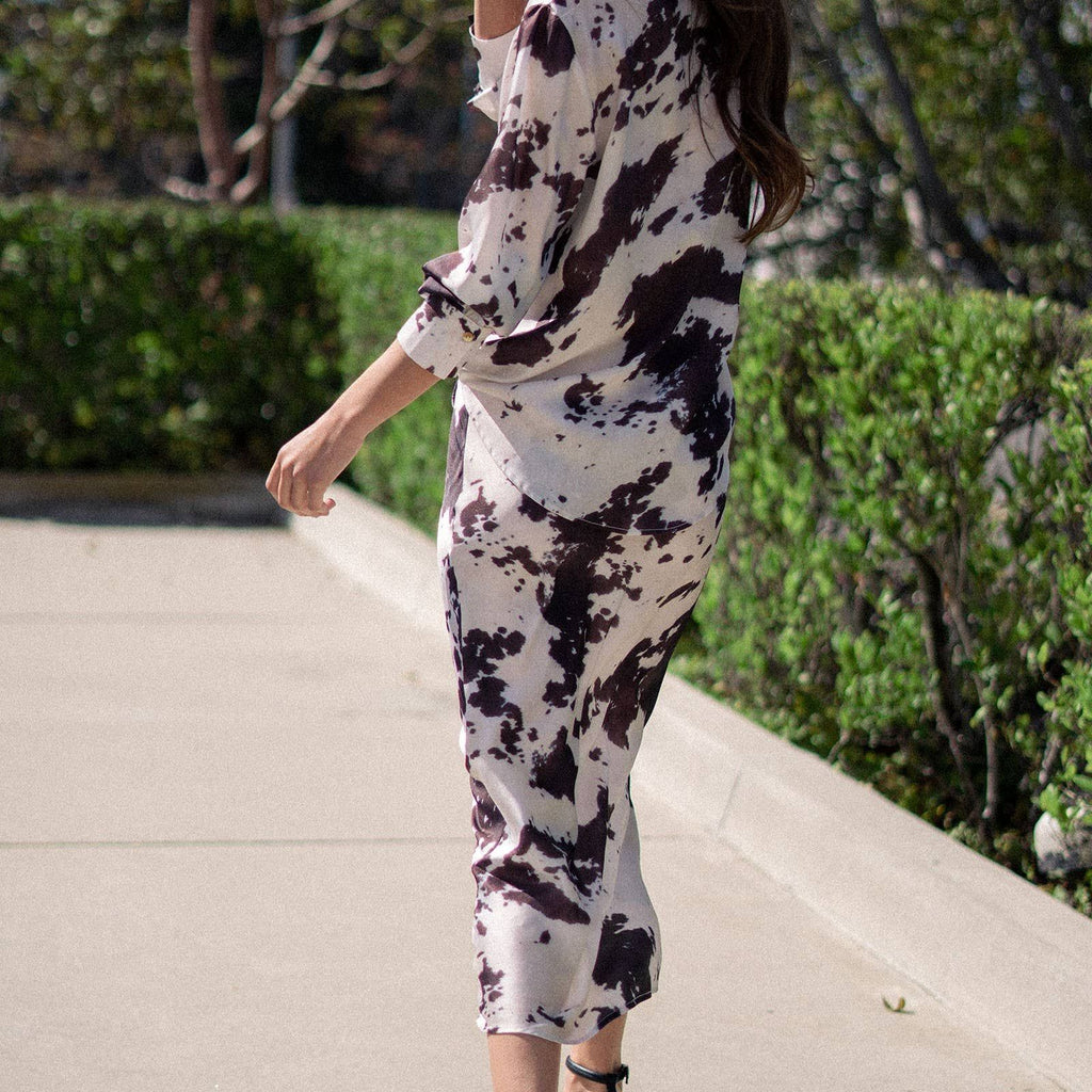 Cowhide Print Western Button Down Shirt