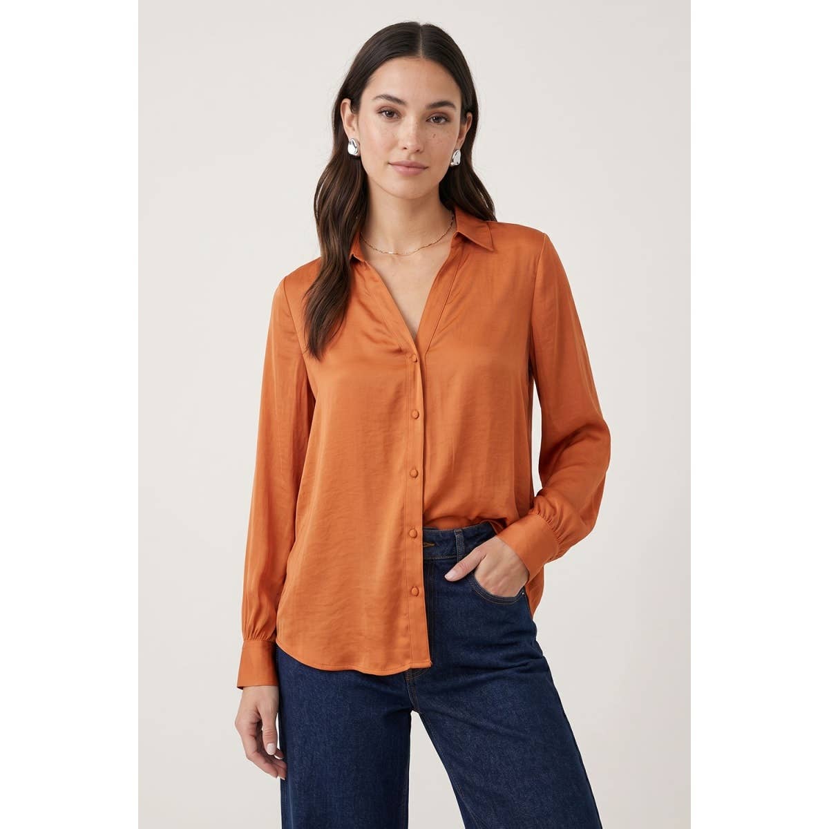 Neck Shirt With Open Seam Sleeve