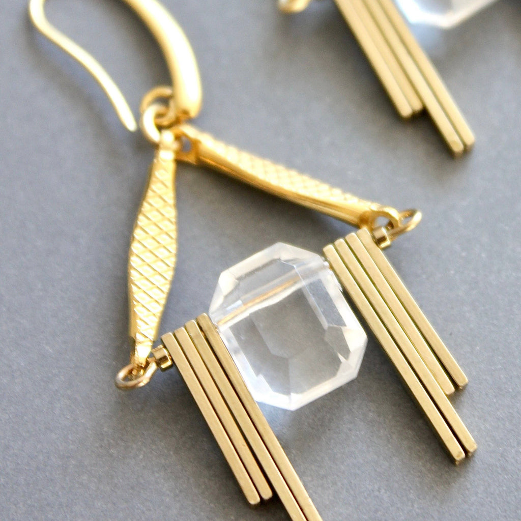 Acrylic and brass geometric earrings- ISLE20