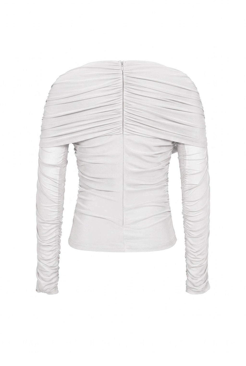 Noemie Power Mesh Double Layer Draped Long Sleeve Top