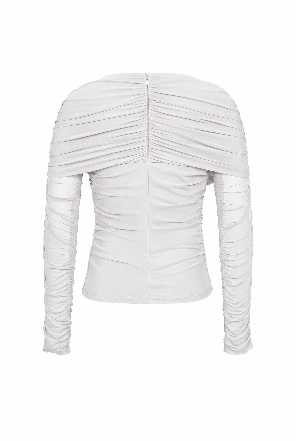 Noemie Power Mesh Double Layer Draped Long Sleeve Top