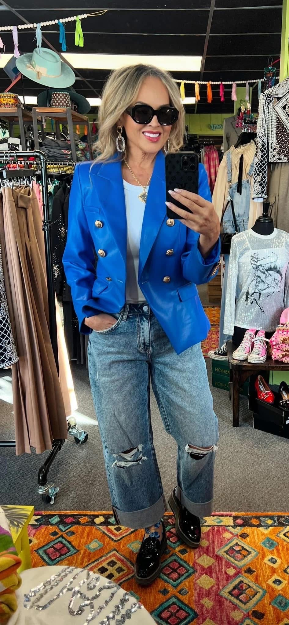 Bluebird Faux Leather Blazer