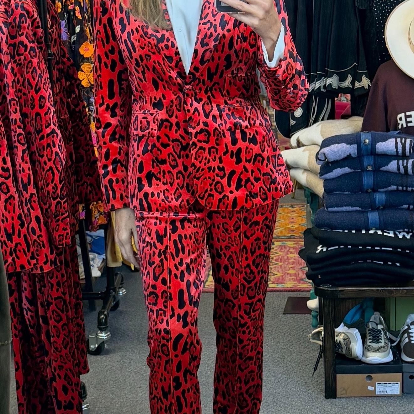 Gold Velvet Print Blazer