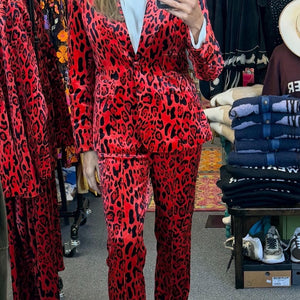 Gold Velvet Print Blazer