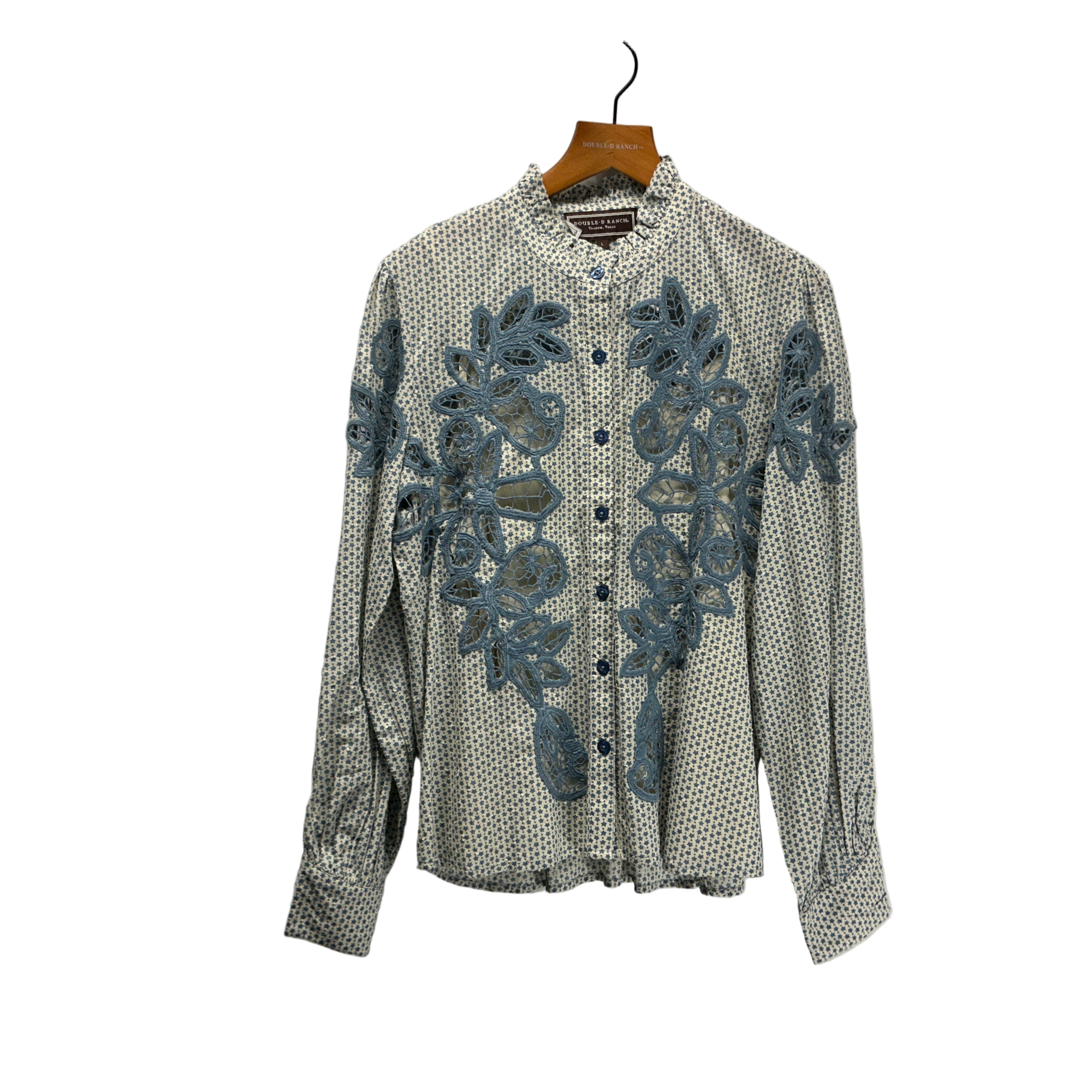 Double D Ranch Bent Fork Indigo and Ivory Blouse