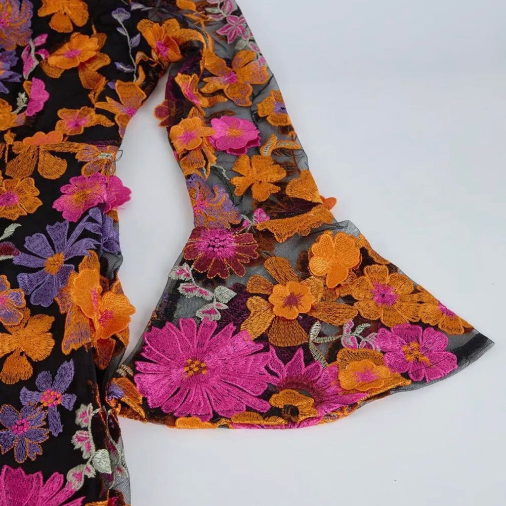 Floral Embroidered Cocktail Dress