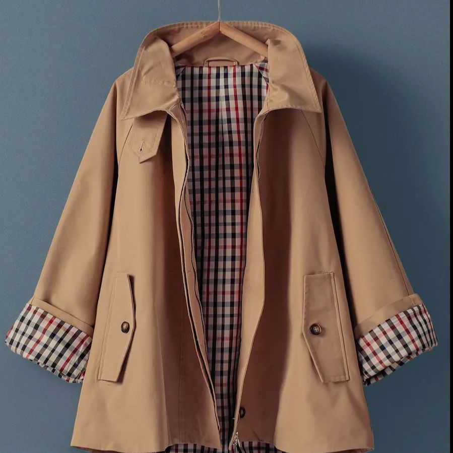 Modern A-Line Trench Jacket Khaki