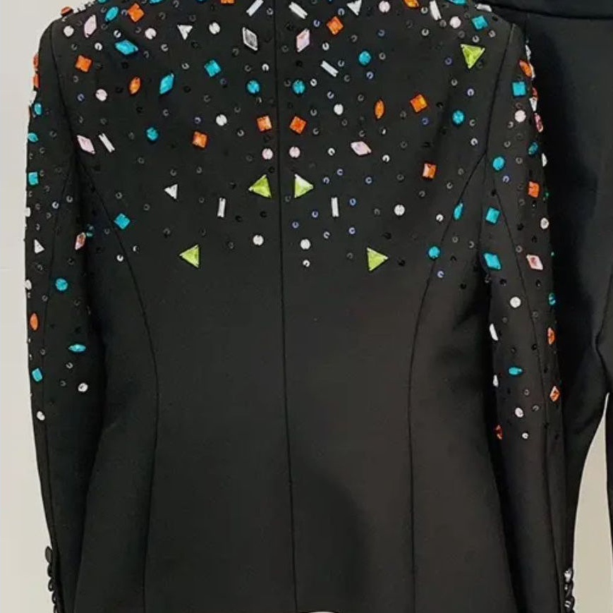 Diamond Beaded Jacket and Bootcut Pant Suit