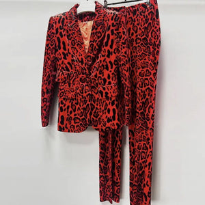 Gold Velvet Print Blazer