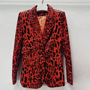 Gold Velvet Print Blazer