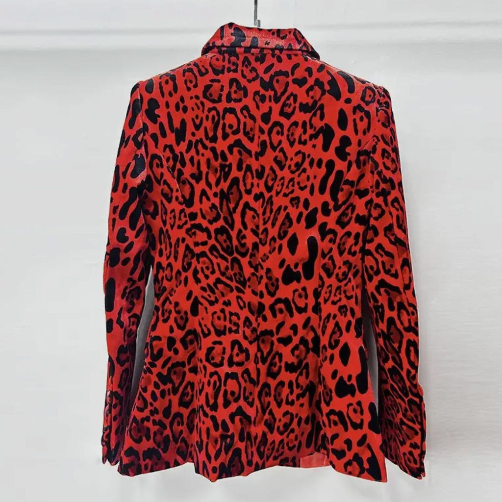 Gold Velvet Print Blazer
