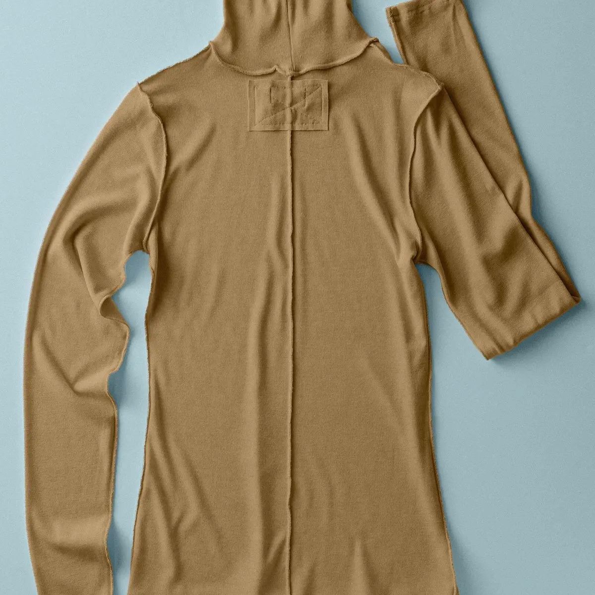 Contrast Seam Turtleneck Knit Top