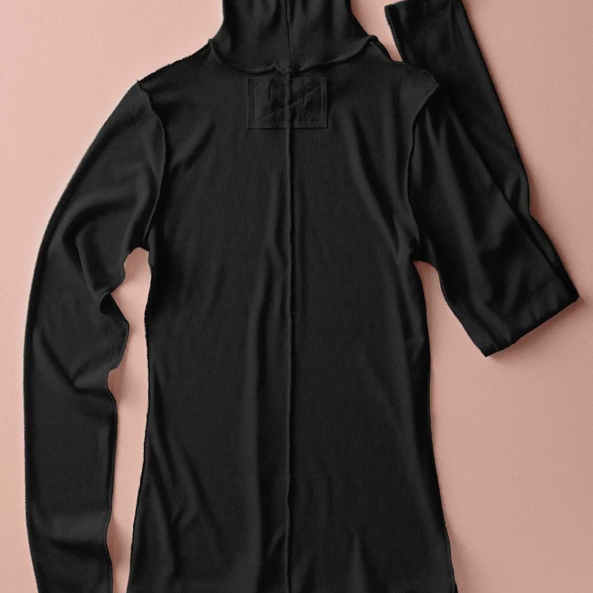 Contrast Seam Turtleneck Knit Top