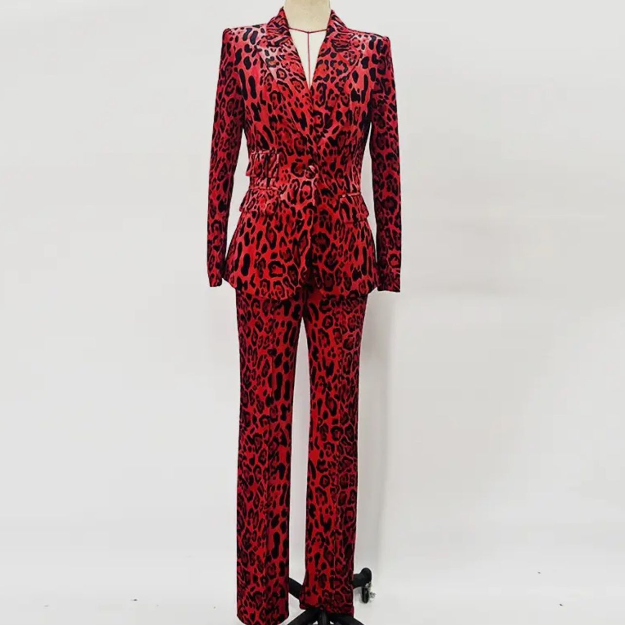 Gold Velvet Print Blazer