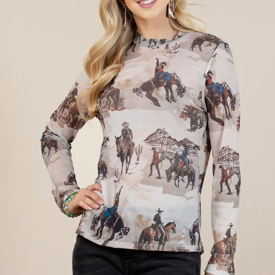 Maria Cowboy Galloping Mesh Top