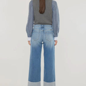 Mid Rise Crop Wide Leg Jeans