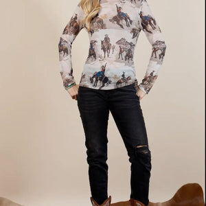Maria Cowboy Galloping Mesh Top