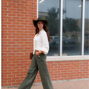 Wide Leg Denim Olive and Black