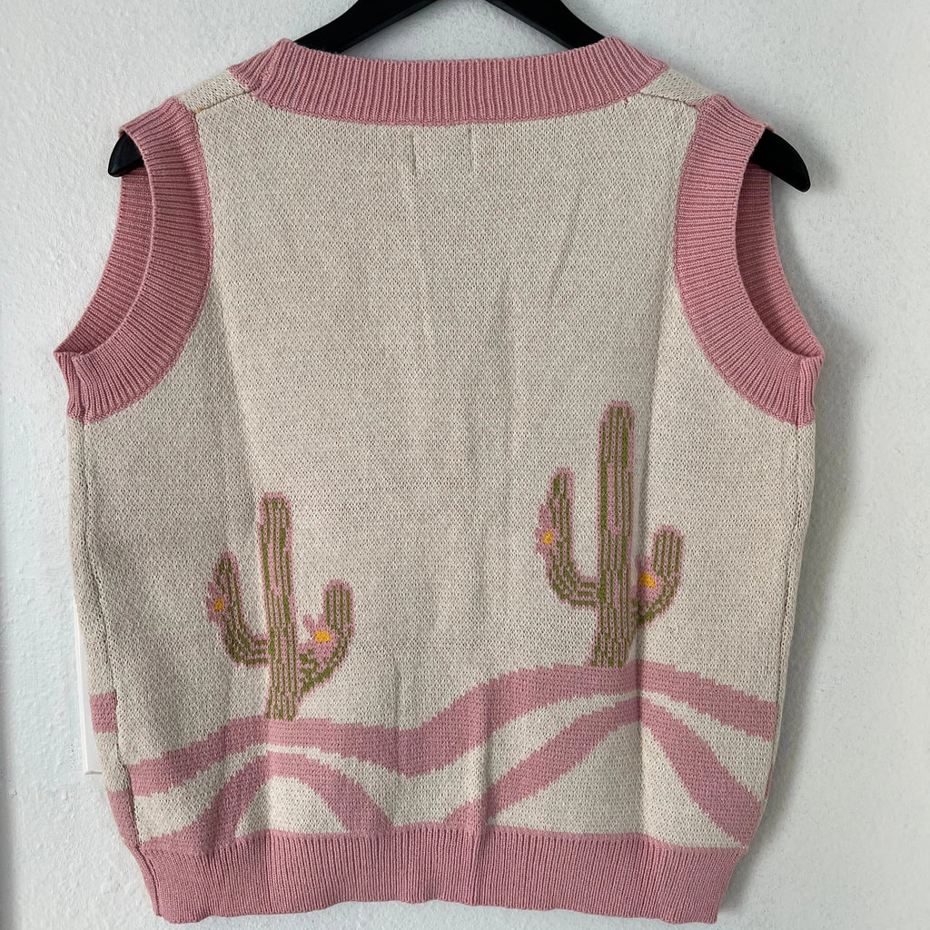 Pink Cactus Sweater Vest