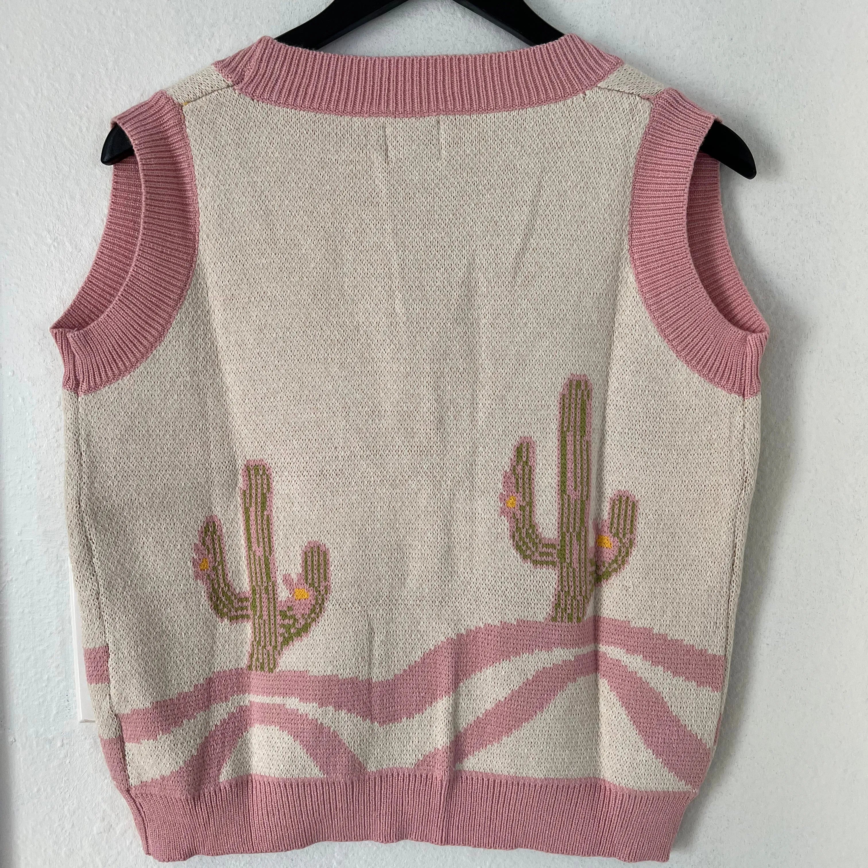 Pink Cactus Sweater Vest