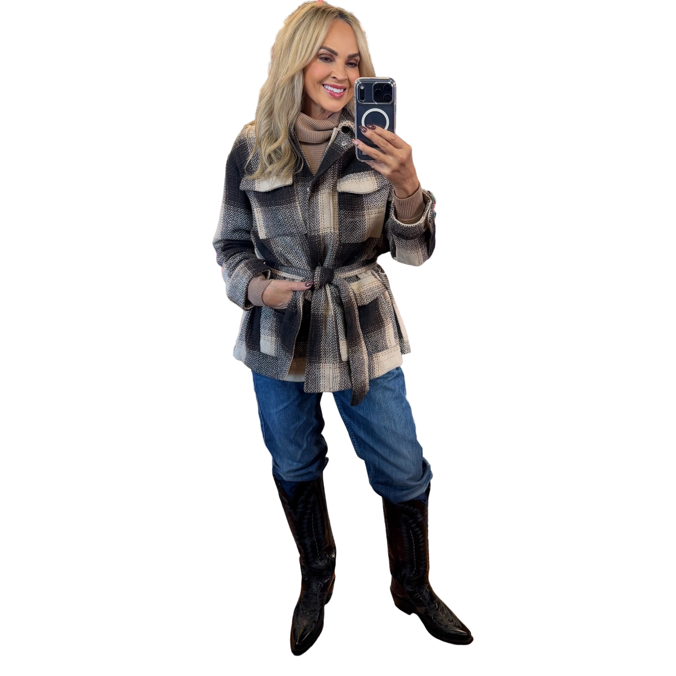 Plaid Belted Coat