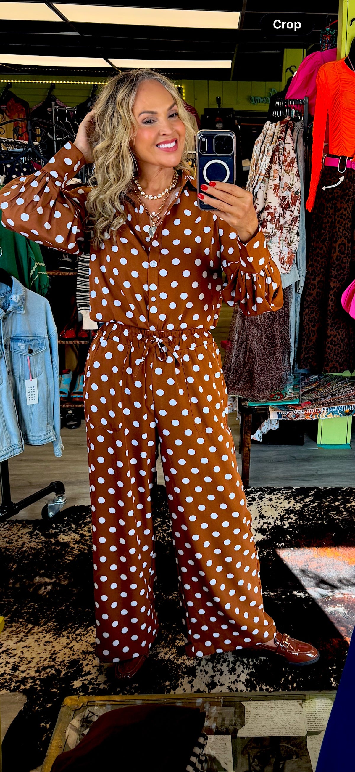 Brown Polka Dot Blouse
