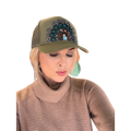 Olive Green Feather Cap