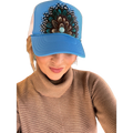 Blue/White Feather Cap