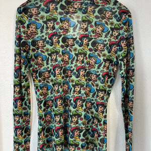 Mint Cowgirl Mesh Top