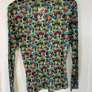 Mint Cowgirl Mesh Top