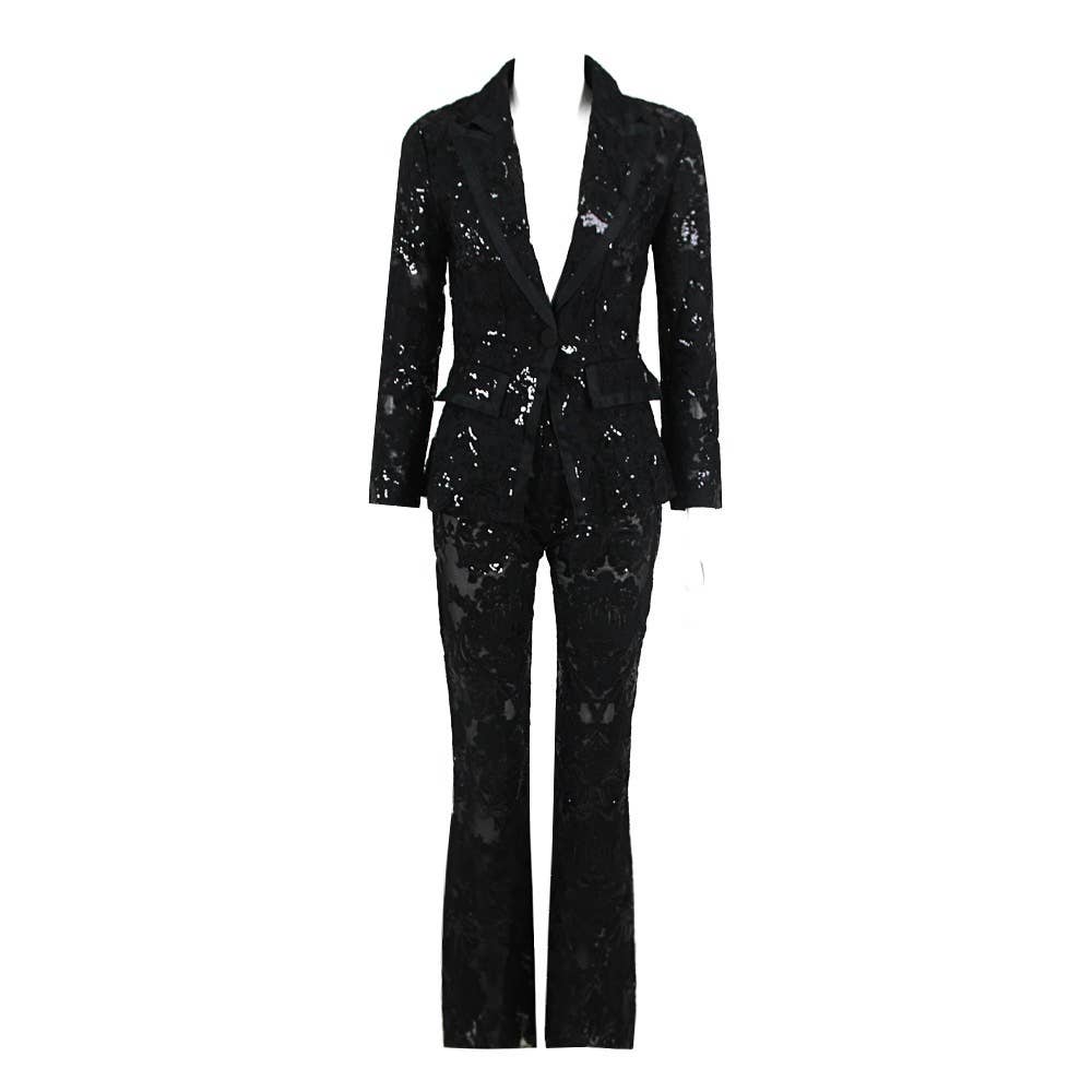 Glam Sequin Lace Suit: Business Meets Style