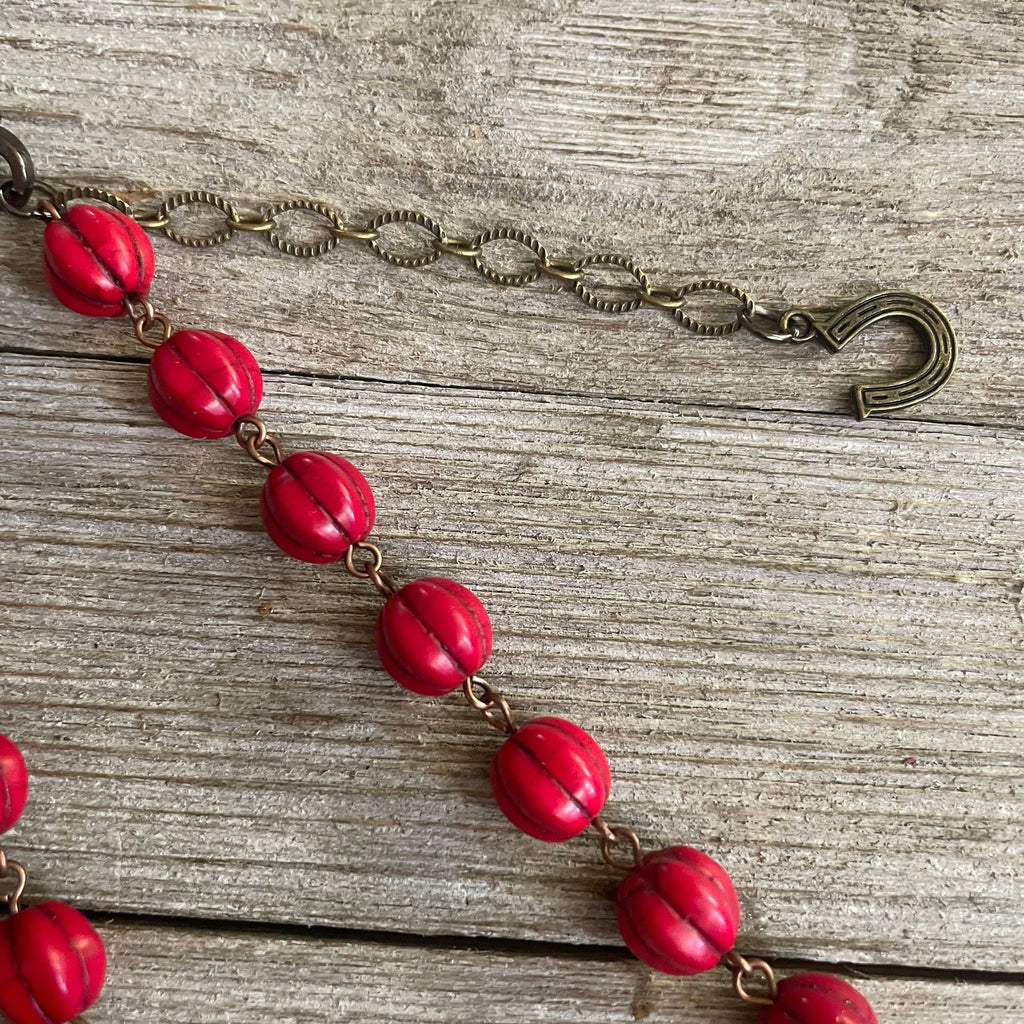 Pony Horse Club Necklace on Red Beads