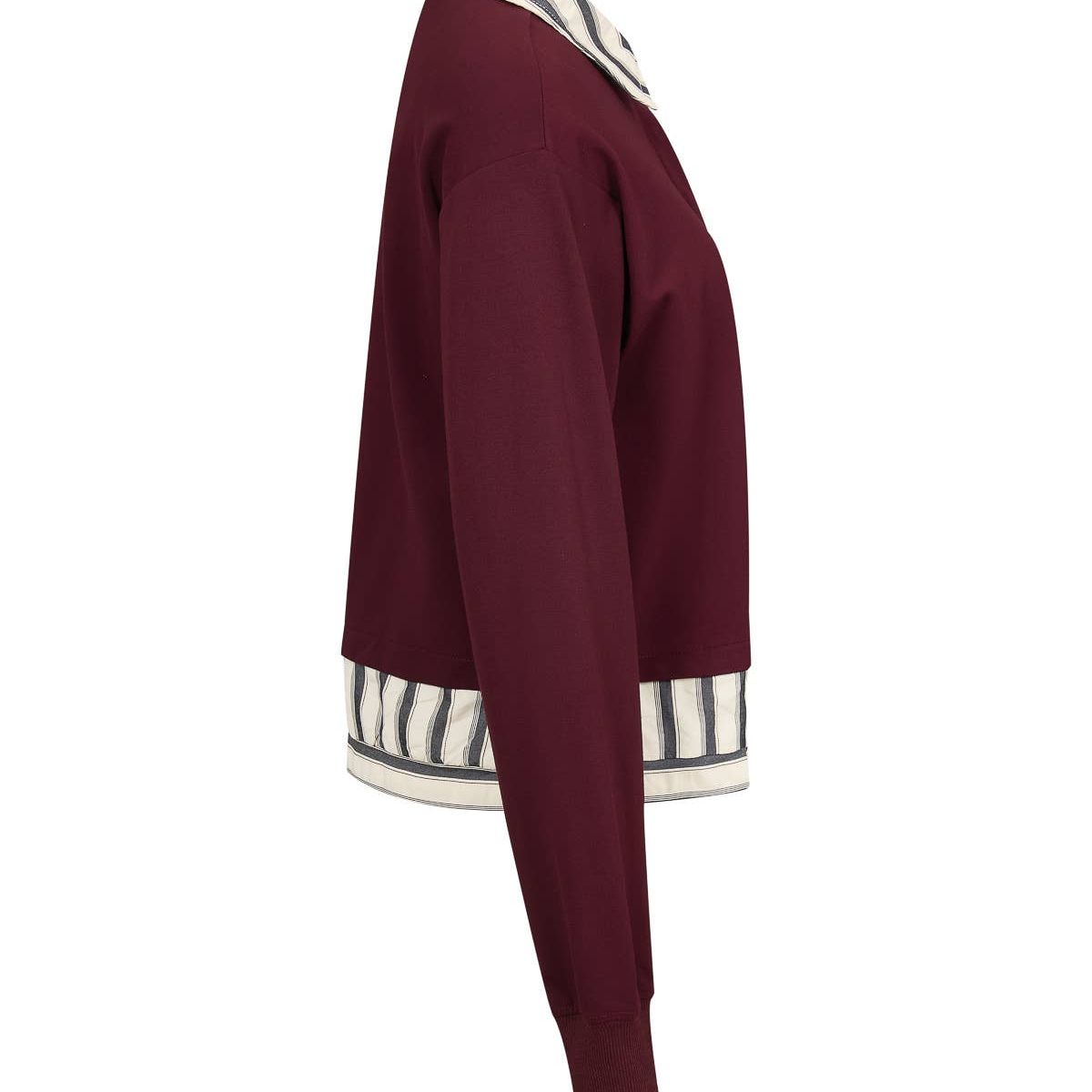 Anette Knit Collar Sweatshirt With Stripe Contrast