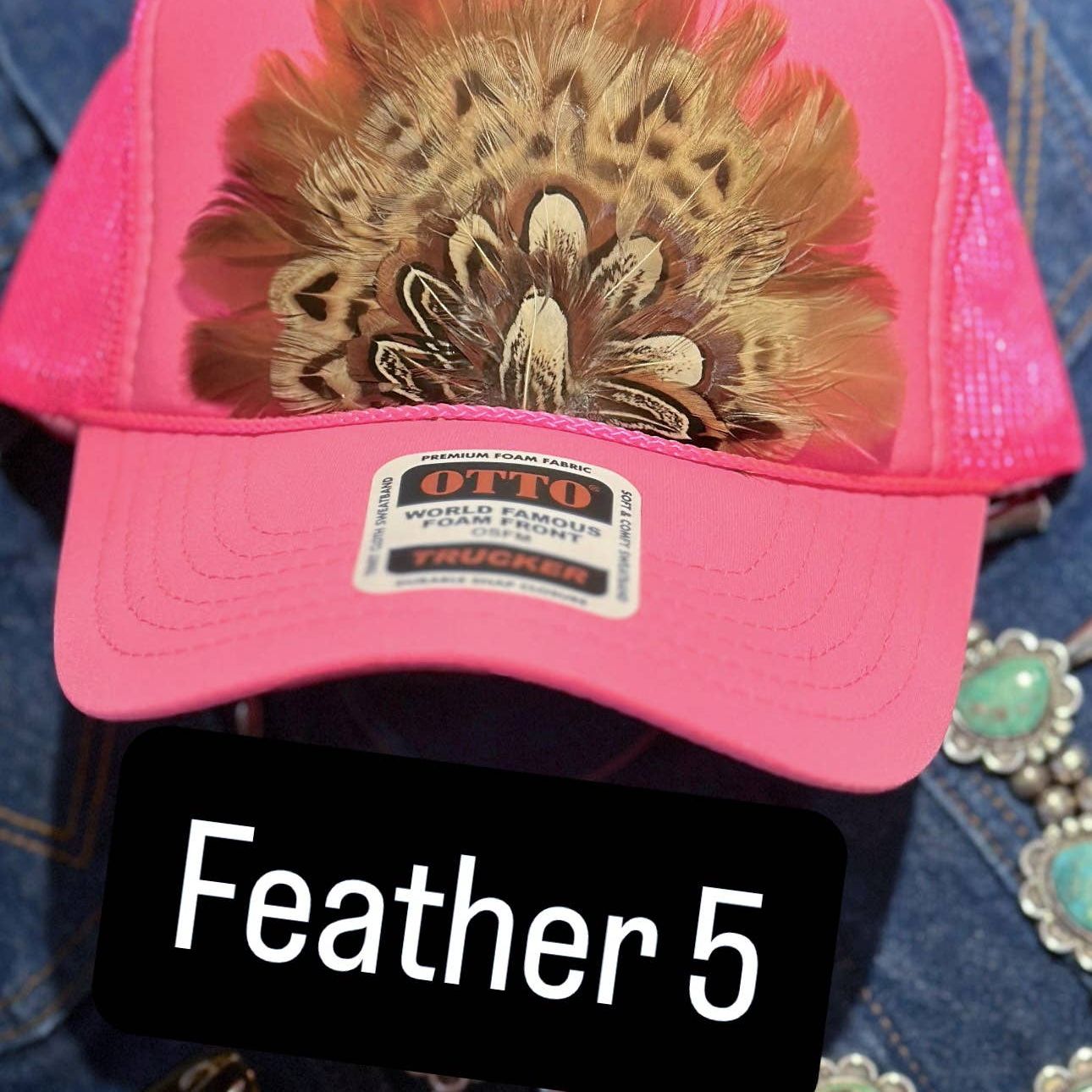 HOT PINK FEATHER TRUCKER HAT