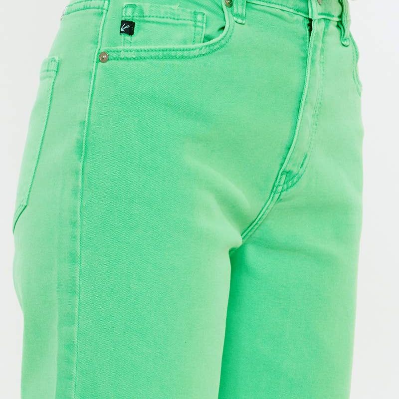 High Rise Slim Wide Leg Neon Green