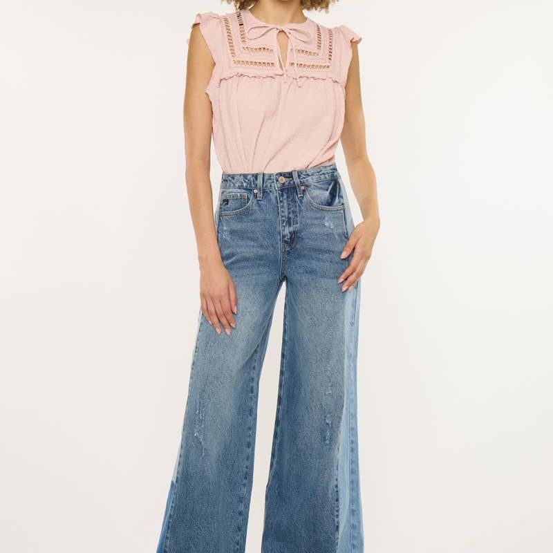 OPEN PACK HIGH RISE WIDE LEG JEANS-KC5521M