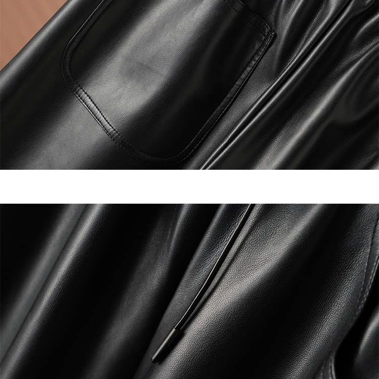Autumn High-Waist PU Leather Wide-Leg Pants for Women