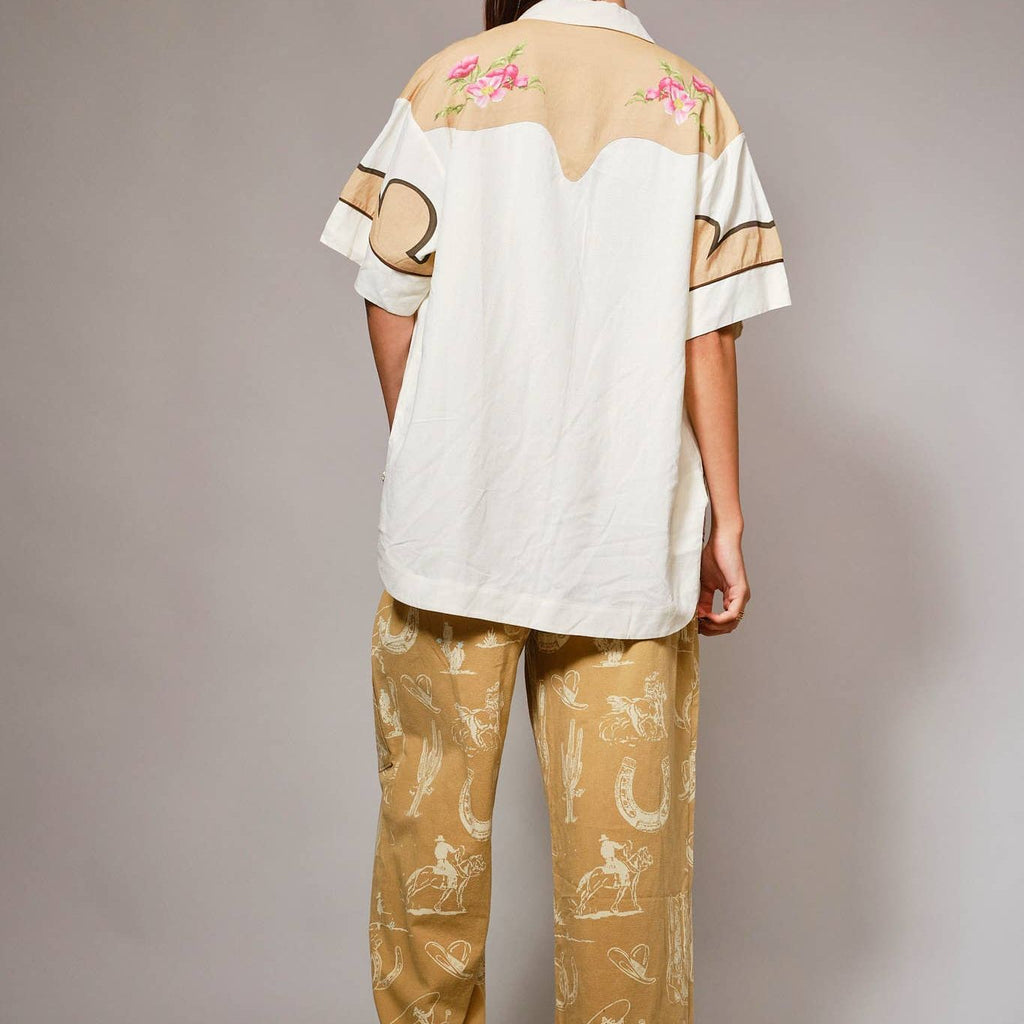 Western Motif Wide Leg Pants