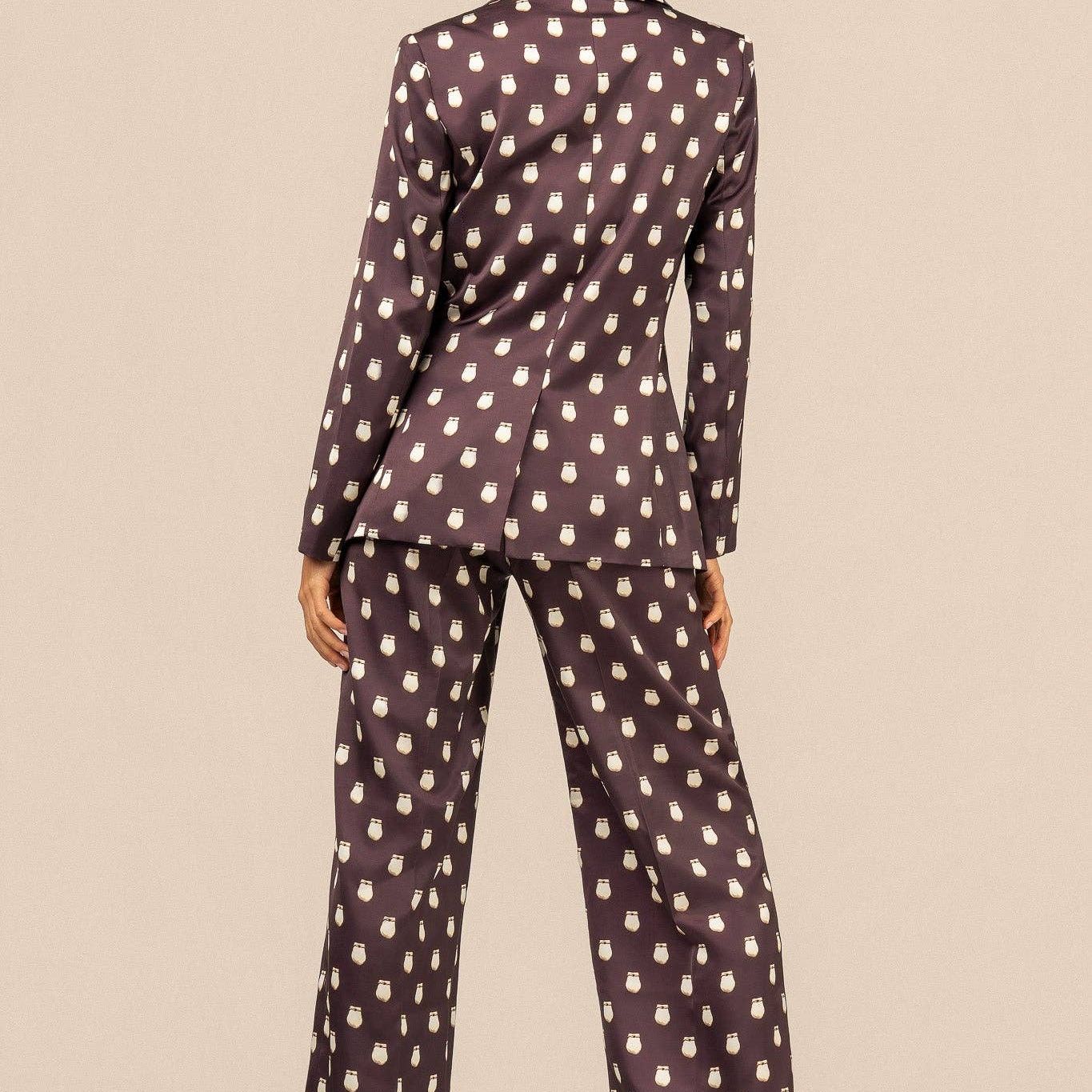 Elk Ivory Satin Blazer - Fig
