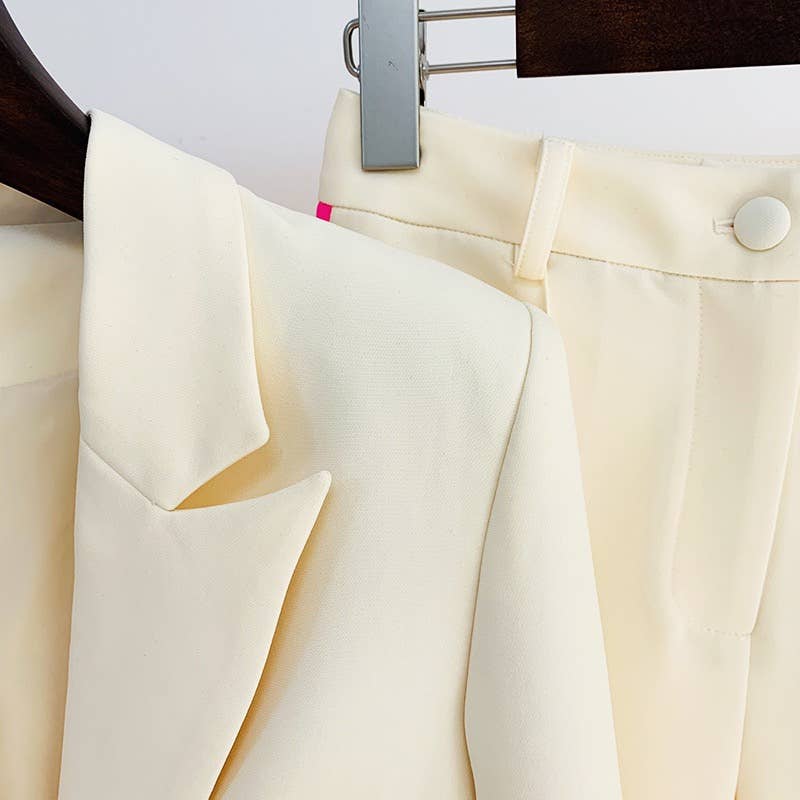 Modern Color-Block Business Suit & Flares Set