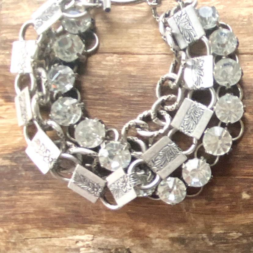 Crystal Bracelet Multi Chain Statement Jewelry Vintage Style