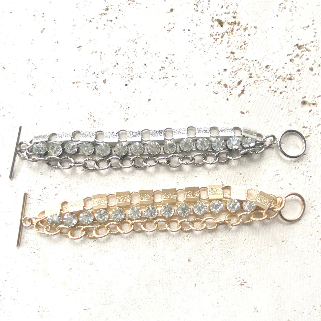 Crystal Bracelet Multi Chain Statement Jewelry Vintage Style