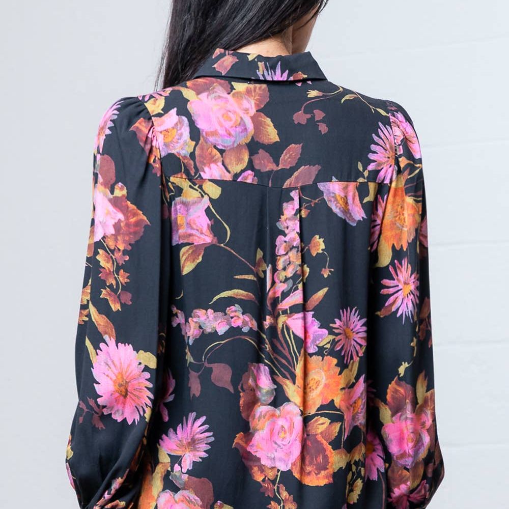 FLORAL PRINT LONG SLEEVE BUTTON DOWN TOP