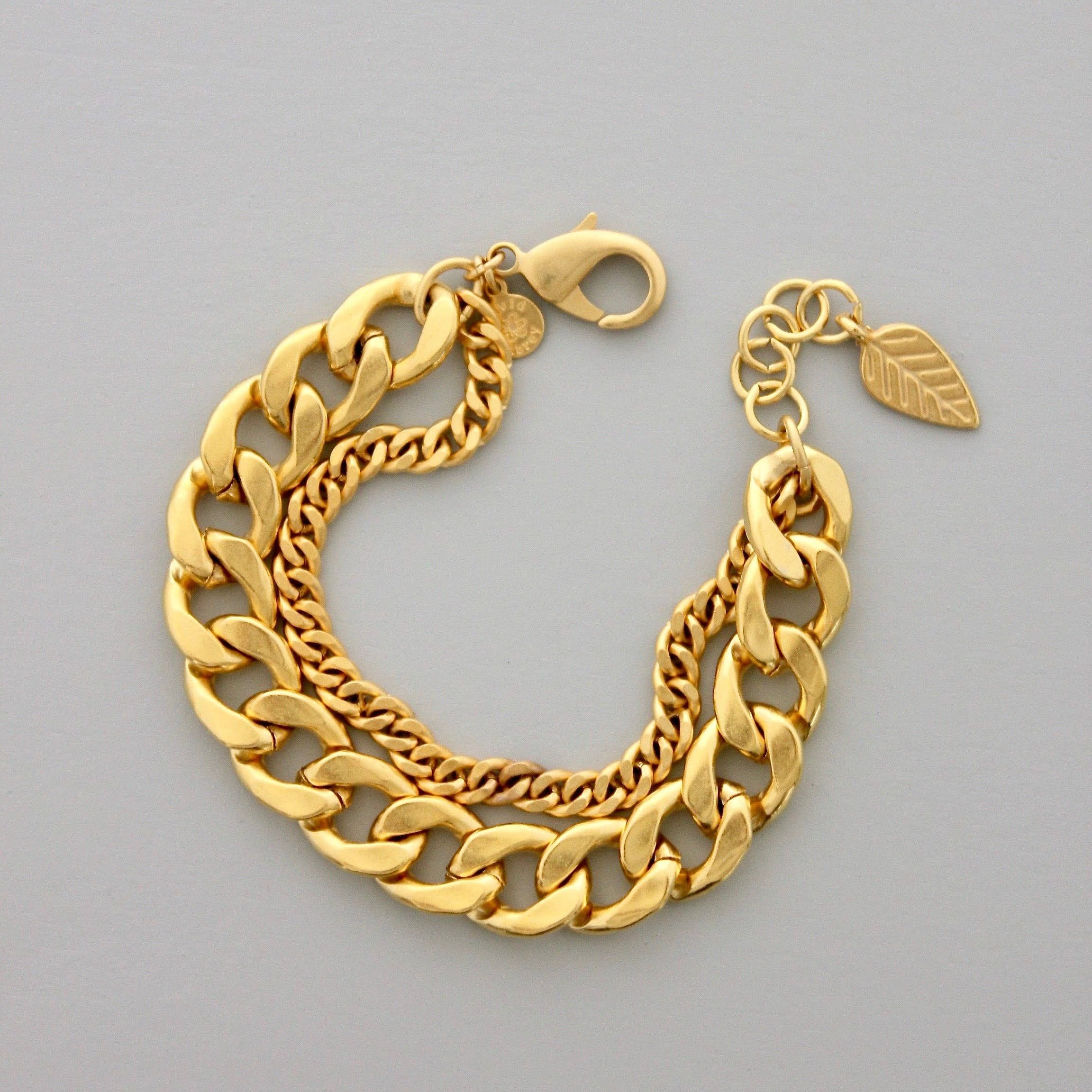 18k matte gold double strand chain bracelet DORB26