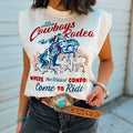 Wildest Cowboy| Western Graphic  Cropped Muscle Tank – Vintage White