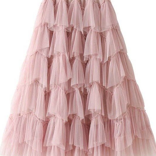 Tiered chiffon midi skirt