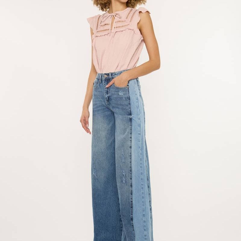 OPEN PACK HIGH RISE WIDE LEG JEANS-KC5521M