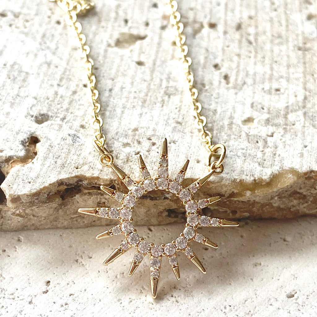 Sun celestial necklace minimalist boutique salon jewelry