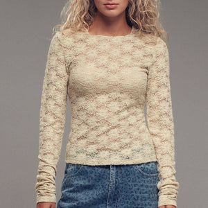 Romantic Floral Stretch Lace Layering Top