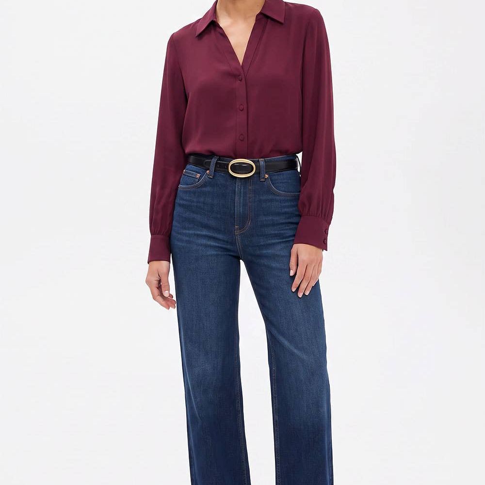 Neck Shirt With Open Seam Sleeve